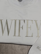 Personalized Wifey Crewneck, Embroidered Bride Sweatshirt, Newlywed Gift