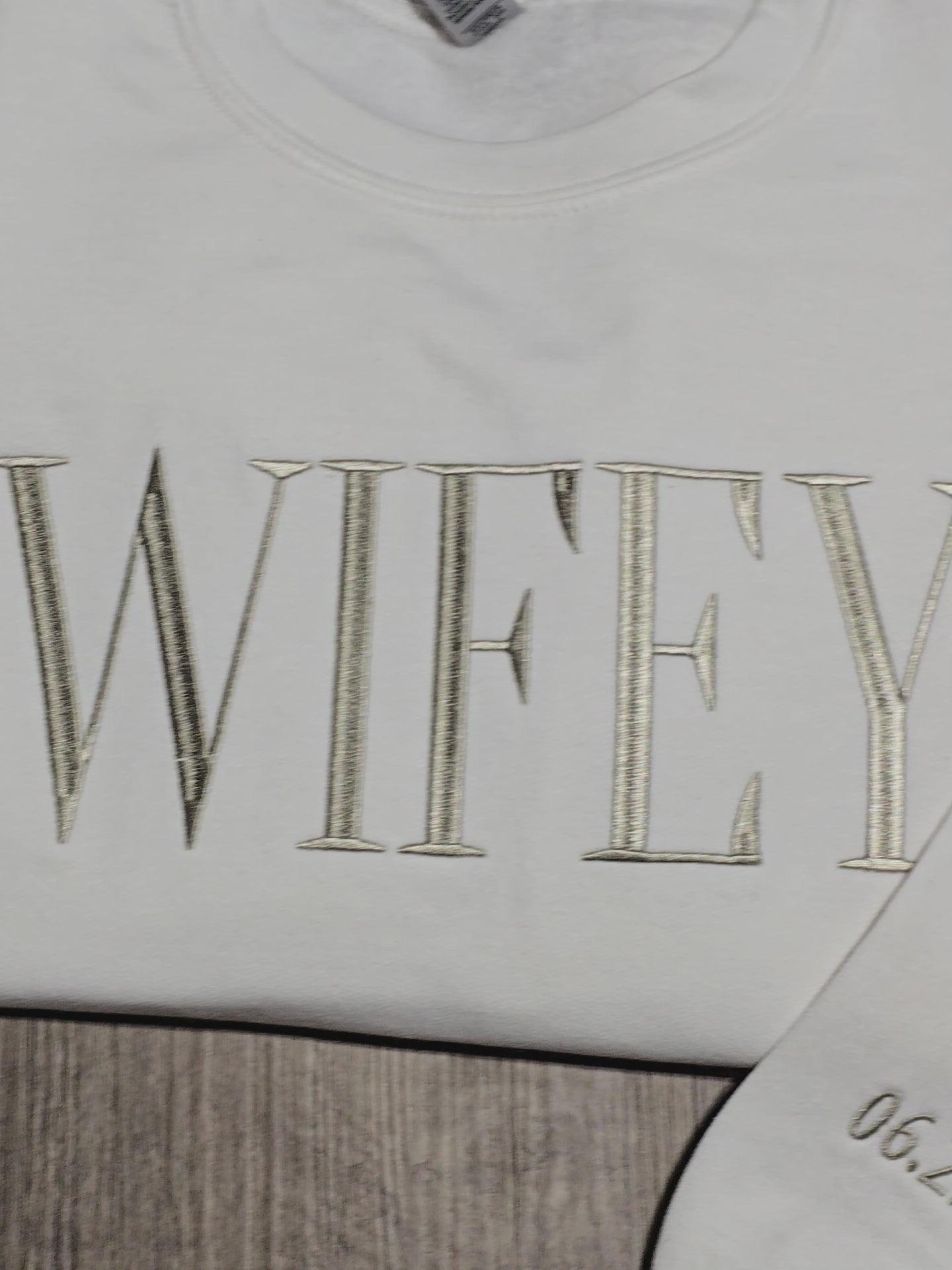 Personalized Wifey Crewneck, Embroidered Bride Sweatshirt, Newlywed Gift