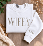 Personalized Wifey Crewneck, Embroidered Bride Sweatshirt, Newlywed Gift