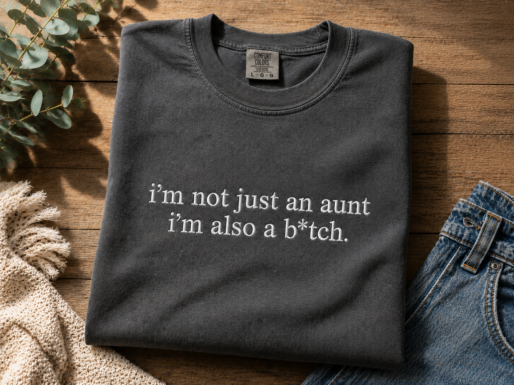 Funny Aunt Embroidered Tshirt/ Funny Aunt Tshirts